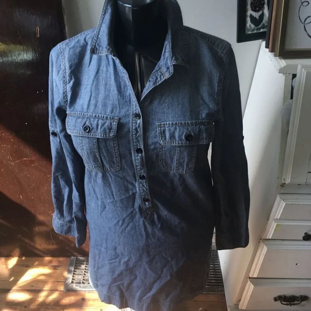J Crew S denim shirt elevated basic preppy shift dress